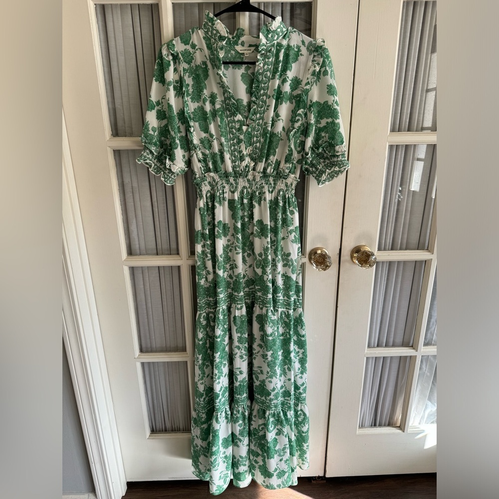 Max Studio Green and White Floral Maxi Dress